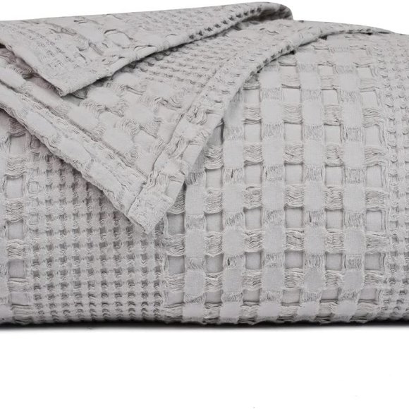 Other - Luxury Cotton Waffle Weave Blanket Queen Gray